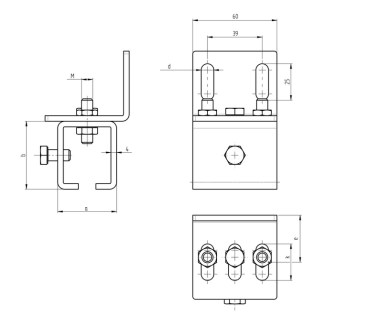 Seitenwandhalter für Stahlprofil Zn, profile 33x34